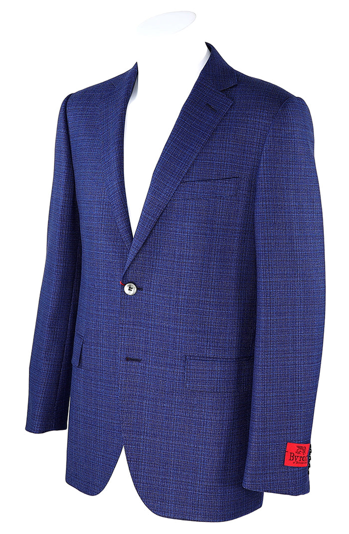 Byron Solid Blue Textured Color - Men's Sports Coat - Mondo Uomo - Full Side View