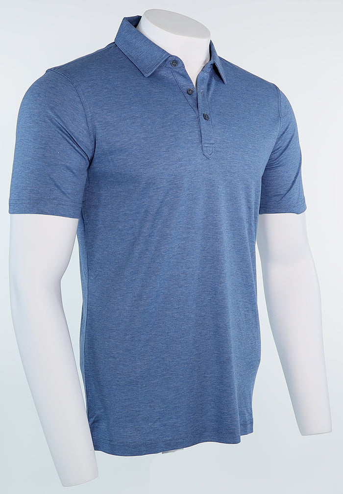 Raffi Men’s Short Sleeve Denim Blue Pima Cotton Polo Shirt – Mondo Uomo Fine Menswear