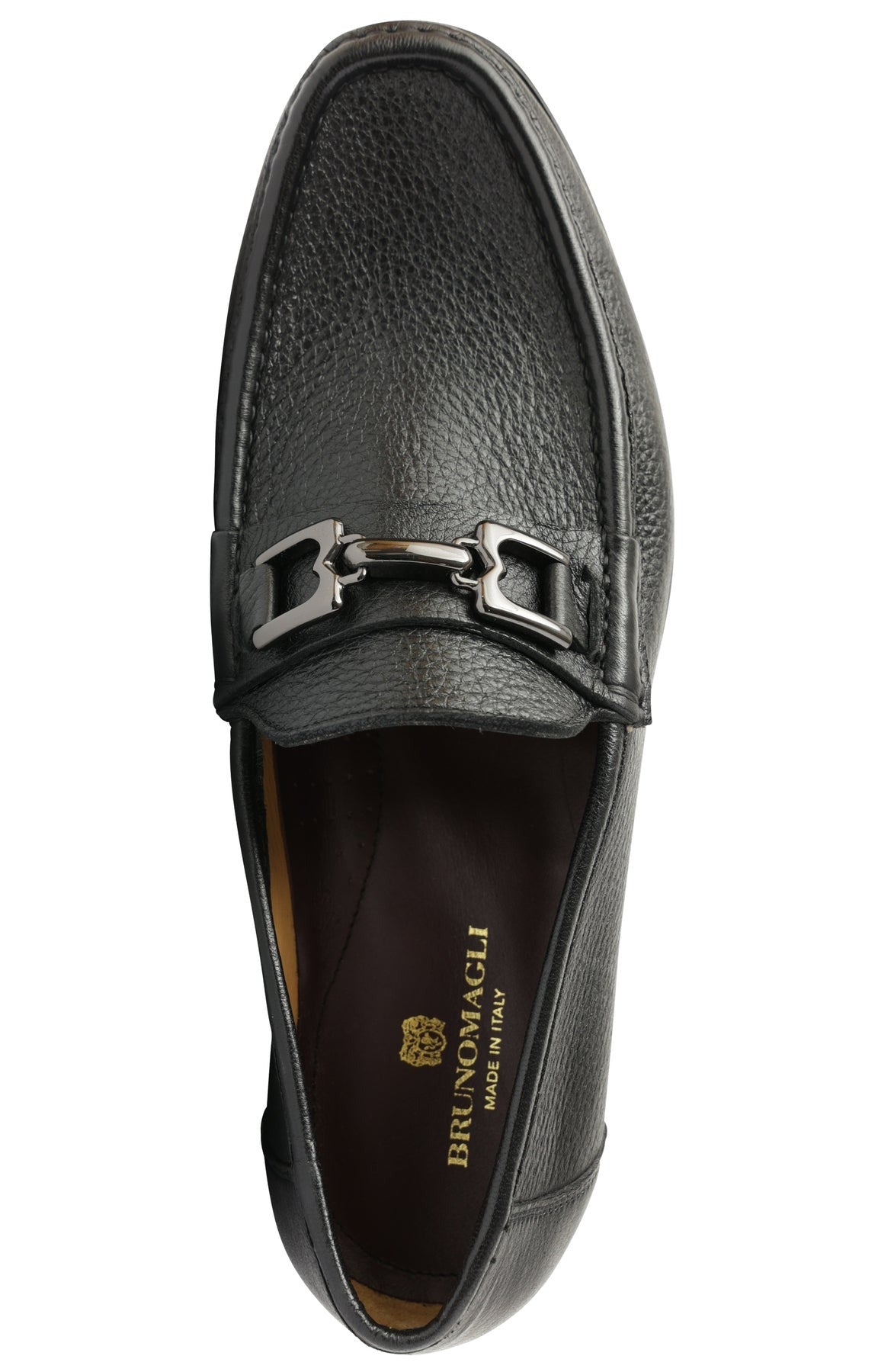 Bruno Magli Trieste Classic Moccasins in Black with Hardware Bit and Leather Lining Top View