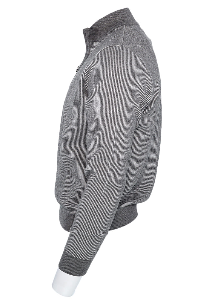 St. Croix Seersucker Zip Mock Sweater