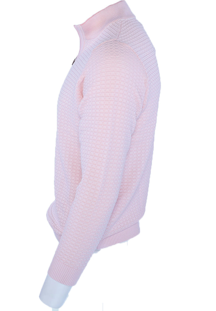 St Croix Two Tone Texture Zip Mock