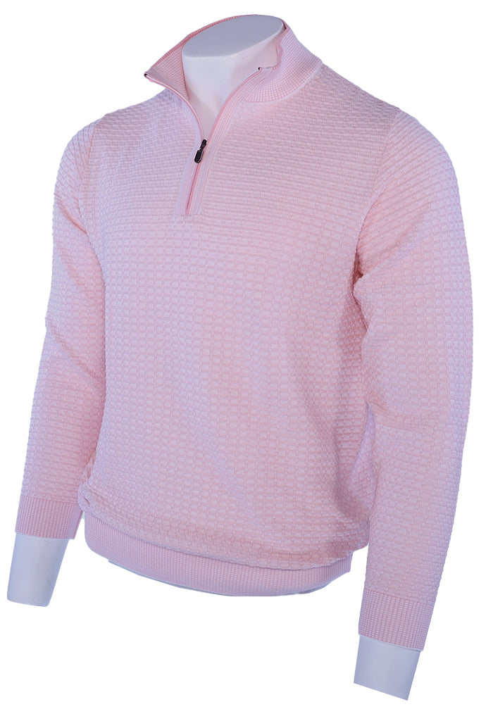 St Croix Two Tone Texture Zip Mock