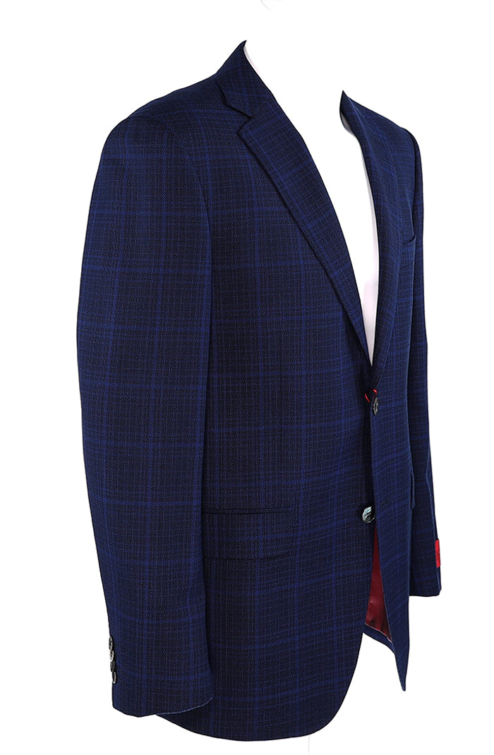 Byron Navy Windowpane - Men's Sport Coat - Mondo Uomo - Side View - 6594