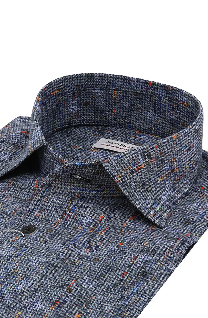 Marcello Slate Textured Long Sleeve Shirt For Men W054R