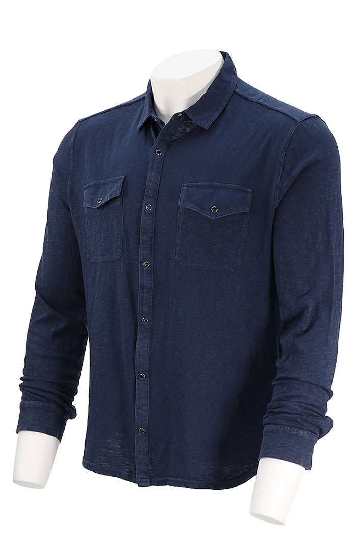 Arvon Long Sleeve Knit Western Shirt | Pacific Blue