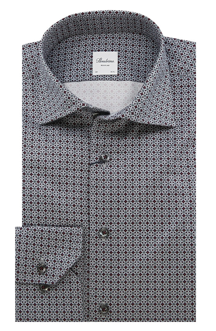 Stenstroms Long Sleeve Shirt For Men In  Burgundy and Navy - Mondo Uomo