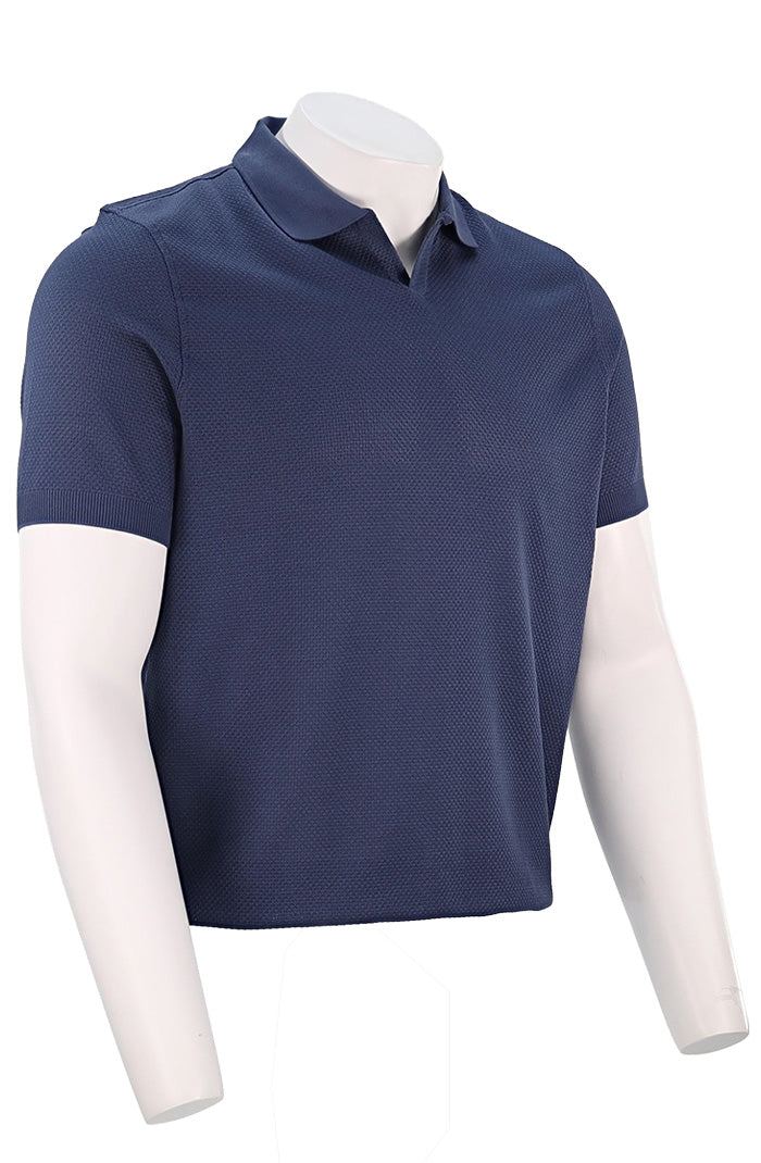 Corneliani Waffle Johnny Collar Polo, Blue