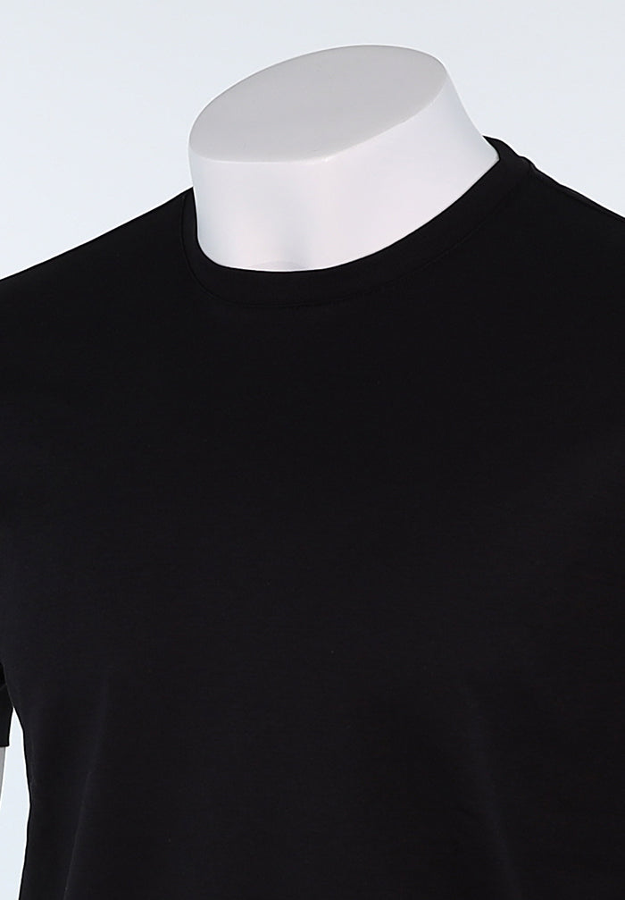 Raffi Aqua Cotton Lafayette Crew Neck Tee in Black – view 4 #Color_Black