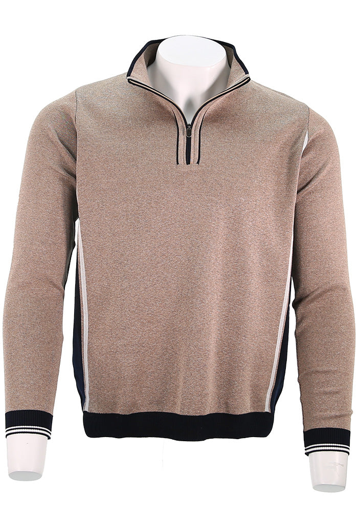 St. Croix Accent Zip Mock, WALNUT MELANGE