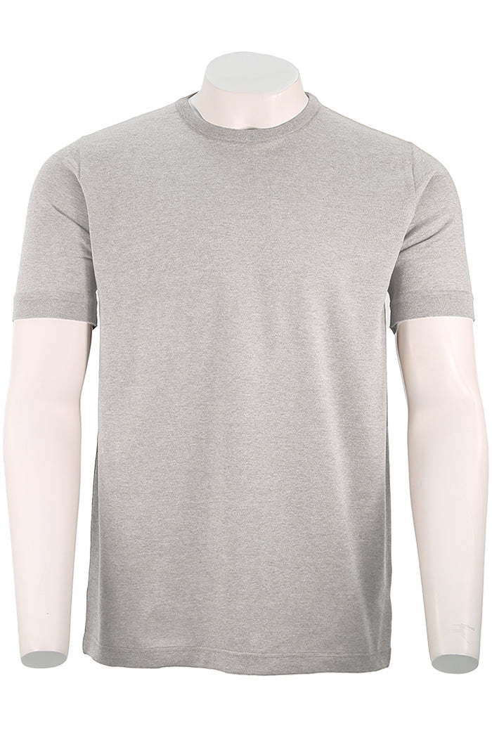 St. Croix - Short Sleeve Crew Tee - Light Grey Marl - Front View - Mondo Uomo - 2319
