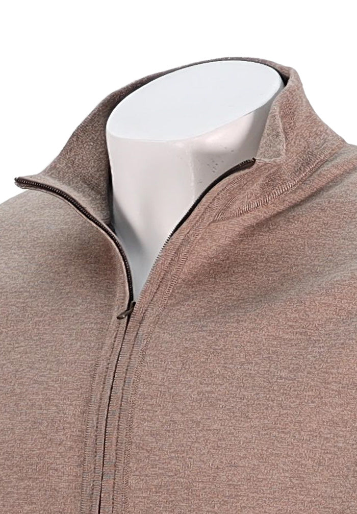 St. Croix Full Zip Cardigan, Walnut Melange
