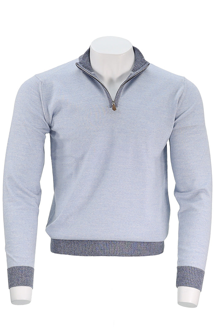 Merino Wool Half Zip Sweater | Light Blue