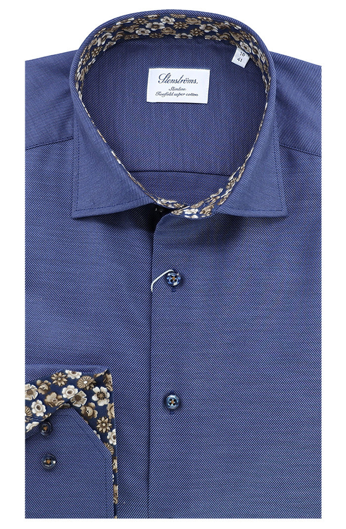 Navy Contrast Twill Shirt