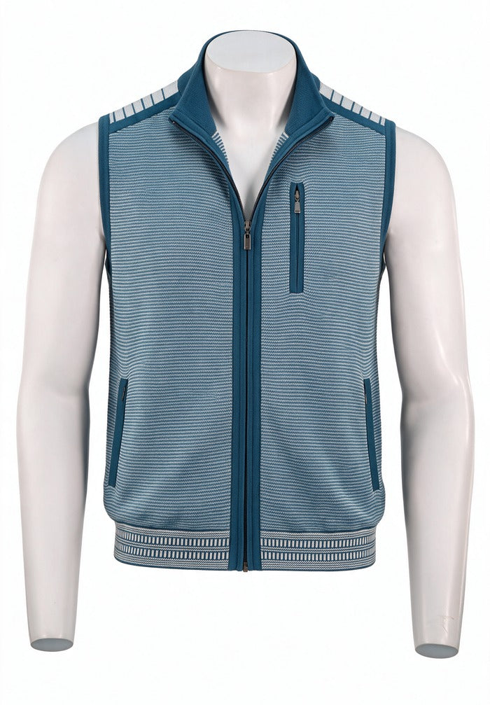St. Croix Milano Rib Multi-Pocket Vest, Blue Danube | Mondo Uomo Naples FL