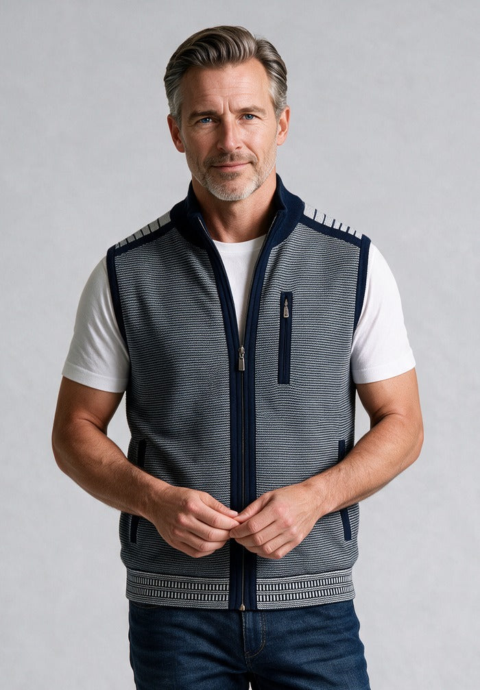 St. Croix Milano Rib Multi-Pocket Vest, Seaport Navy – model detail