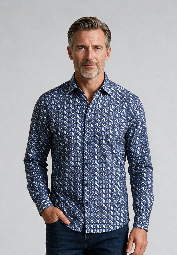 Cotton Twill Printed Shirt — model detail