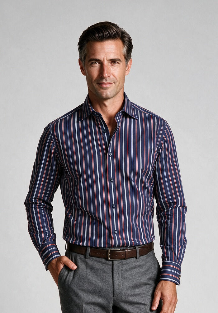 Silver Cotton Satin Shirt — model detail