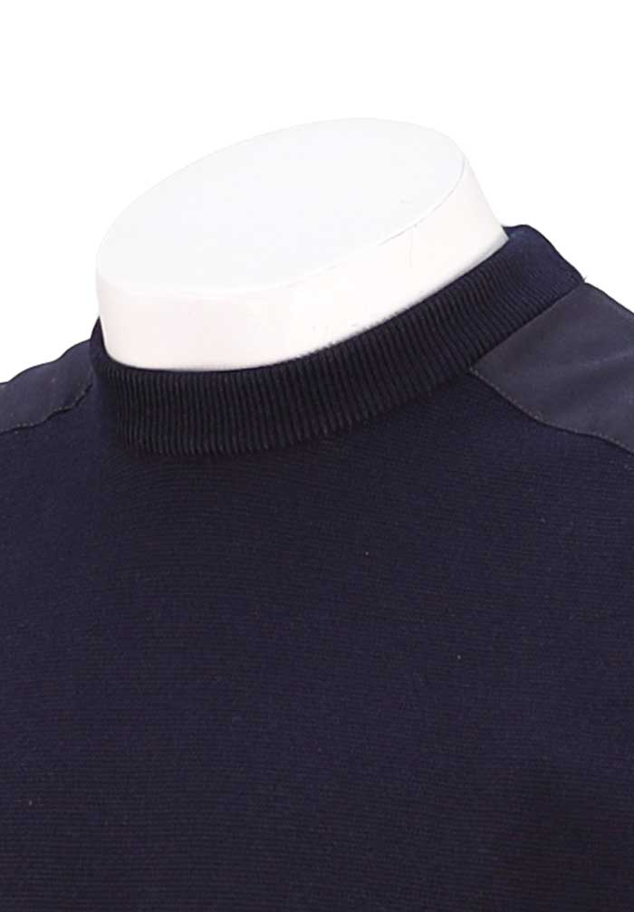 Paul & Shark Merino Extrafine Crewneck, Navy/Taupe