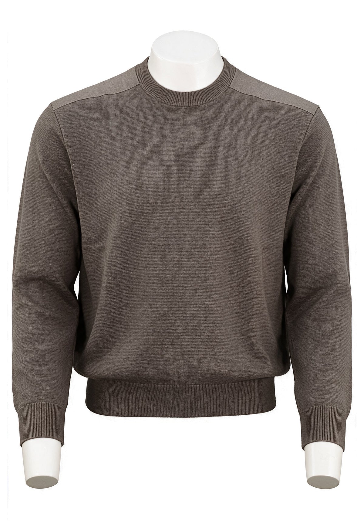 Paul & Shark Merino Extrafine Crewneck, Taupe/Espresso | Mondo Uomo Naples FL