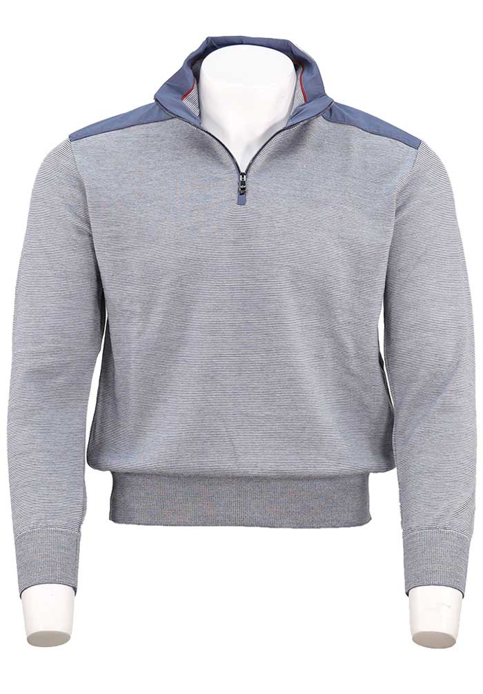 Paul & Shark Pure Wool Typhoon Platinum Half-Zip (002), Cadet Blue/Cream
