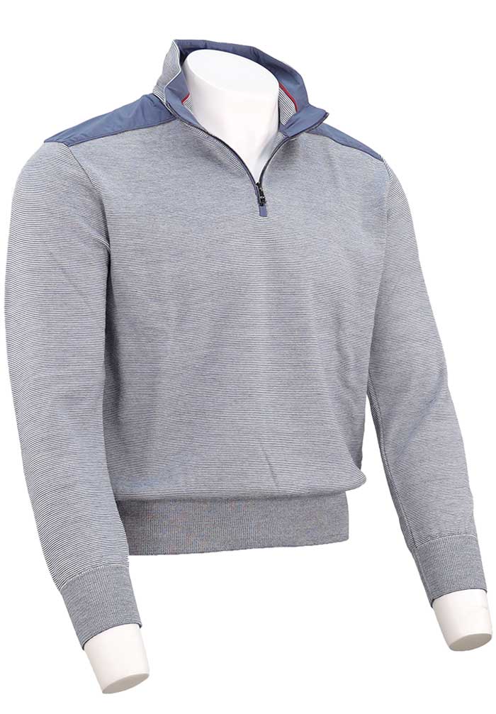 Paul & Shark Pure Wool Typhoon Platinum Half-Zip (002), Cadet Blue/Cream