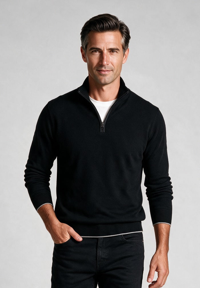Paul & Shark Xsoft Wool Half-Zip, Black — model detail