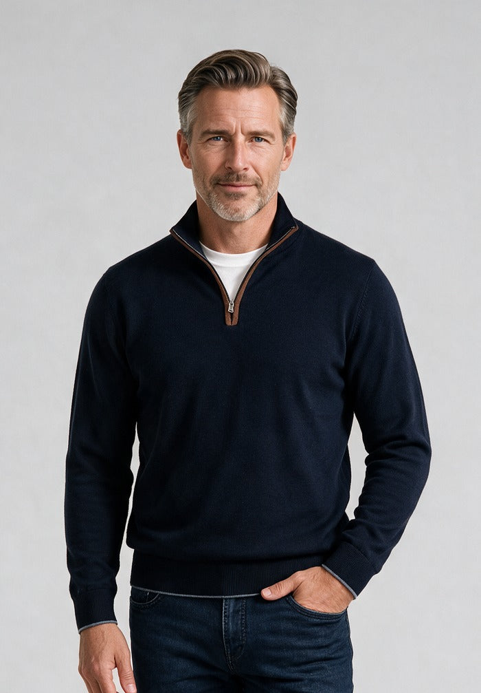Paul & Shark Xsoft Wool Half-Zip, Blue — model detail