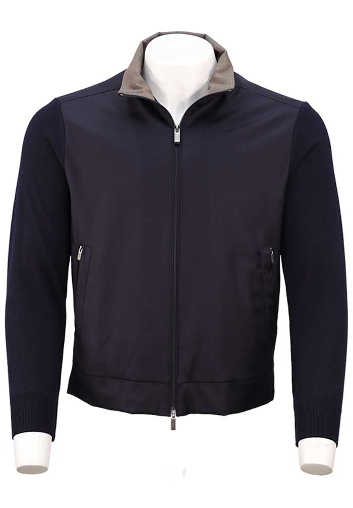 Paul & Shark Merino Extrafine Rain System Hybrid, Navy/Taupe