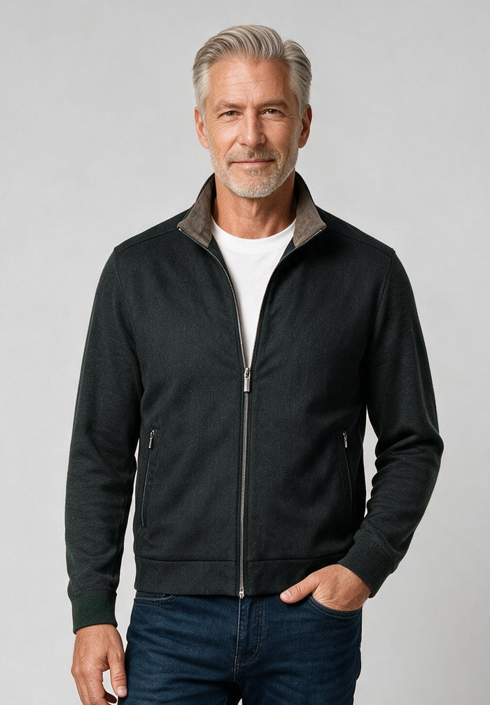 Paul & Shark Merino Extrafine Rain System Hybrid, Forest Green/Taupe — model detail