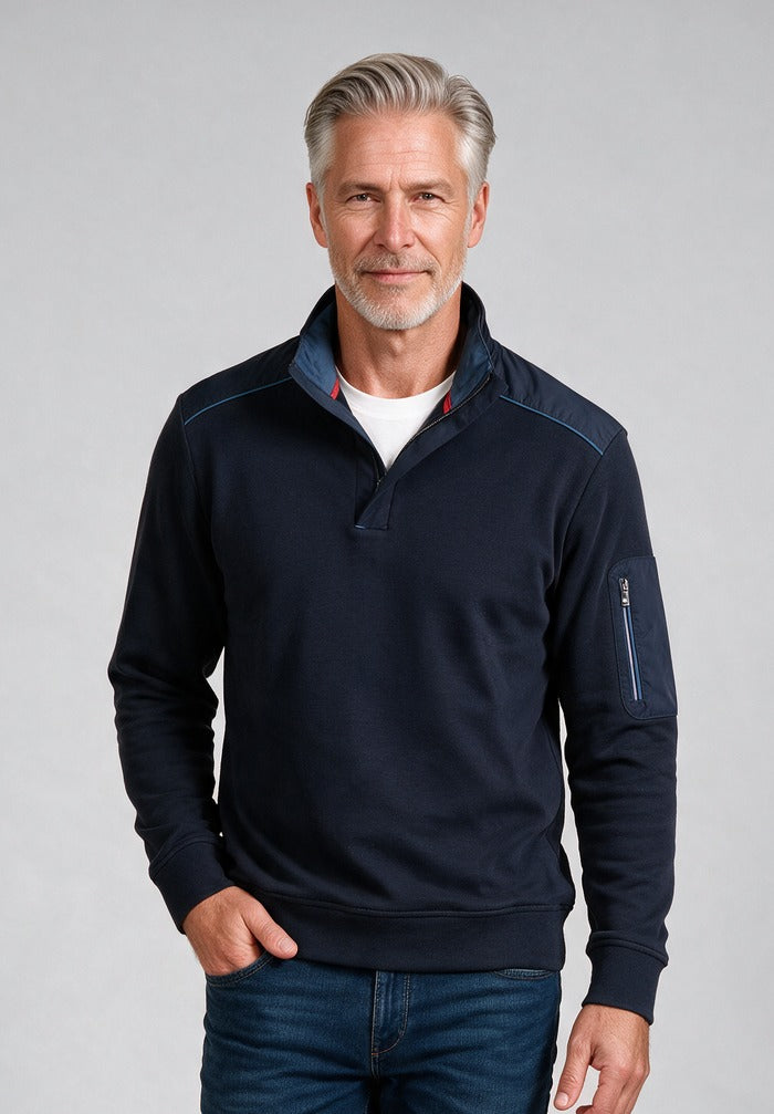 Paul & Shark Xsoft Fleece Half-Zip, Blue — model detail