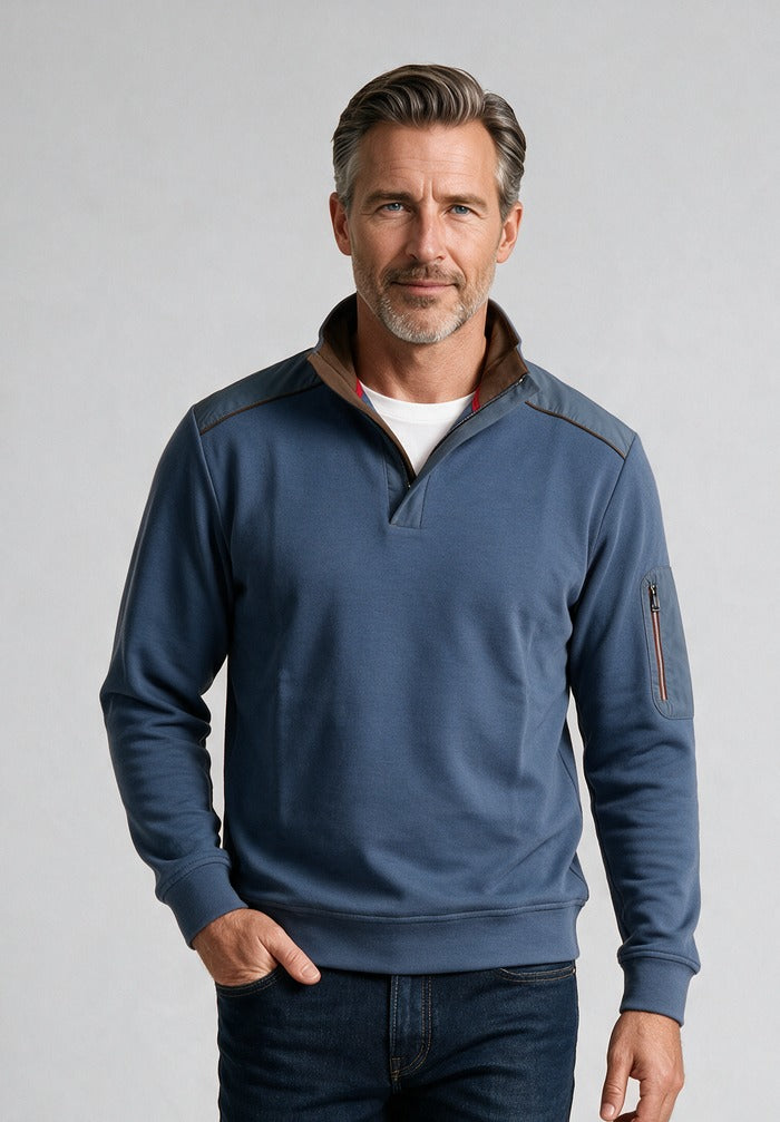 Paul & Shark Xsoft Fleece Half-Zip, Cadet Blue — model detail