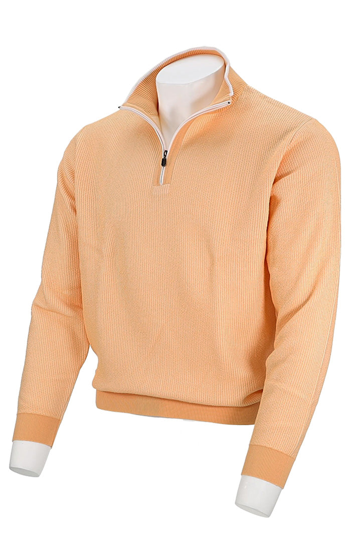 St. Croix Seersucker Zip Mock Sweater