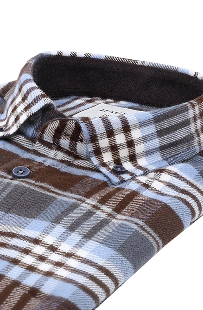 Haupt Blue & Brown Long Sleeve Flannel