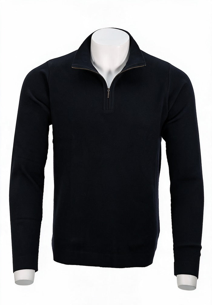 St. Croix Long Sleeve Zip Mock, Black – front view | Mondo Uomo, Naples, Florida