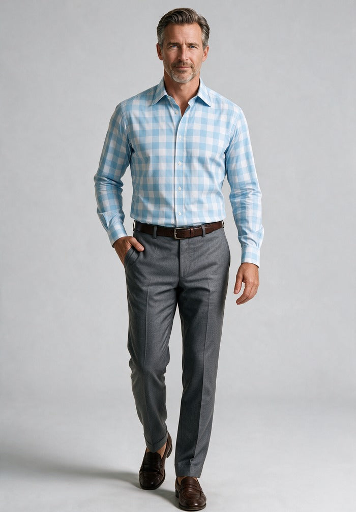 Paul & Shark Long Sleeve Cotton Shirt — worn with grey trousers