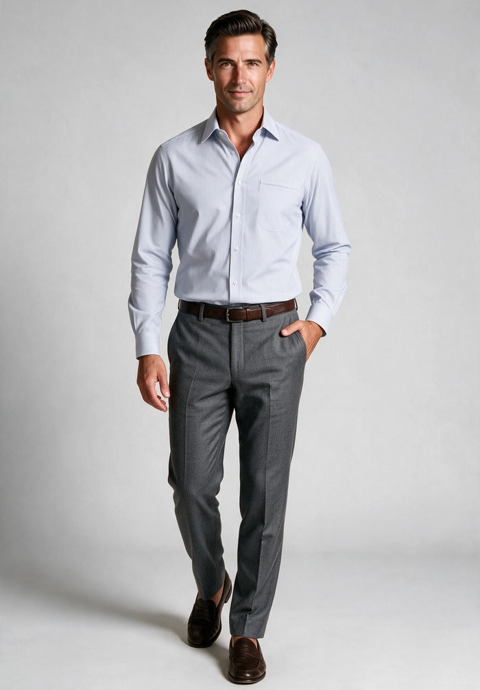 Paul and Shark Long Sleeve Shirt — worn with grey trousers