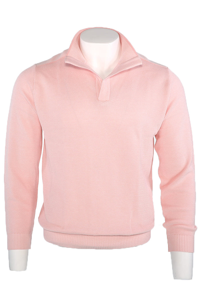 St. Croix Open Mock Crystal Stitch Sweater, PINK