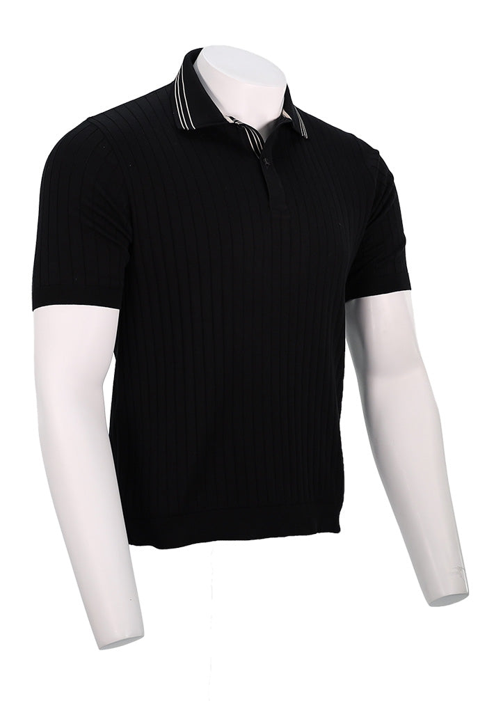 Paul & Shark S/S Flat Rib Polo, Black