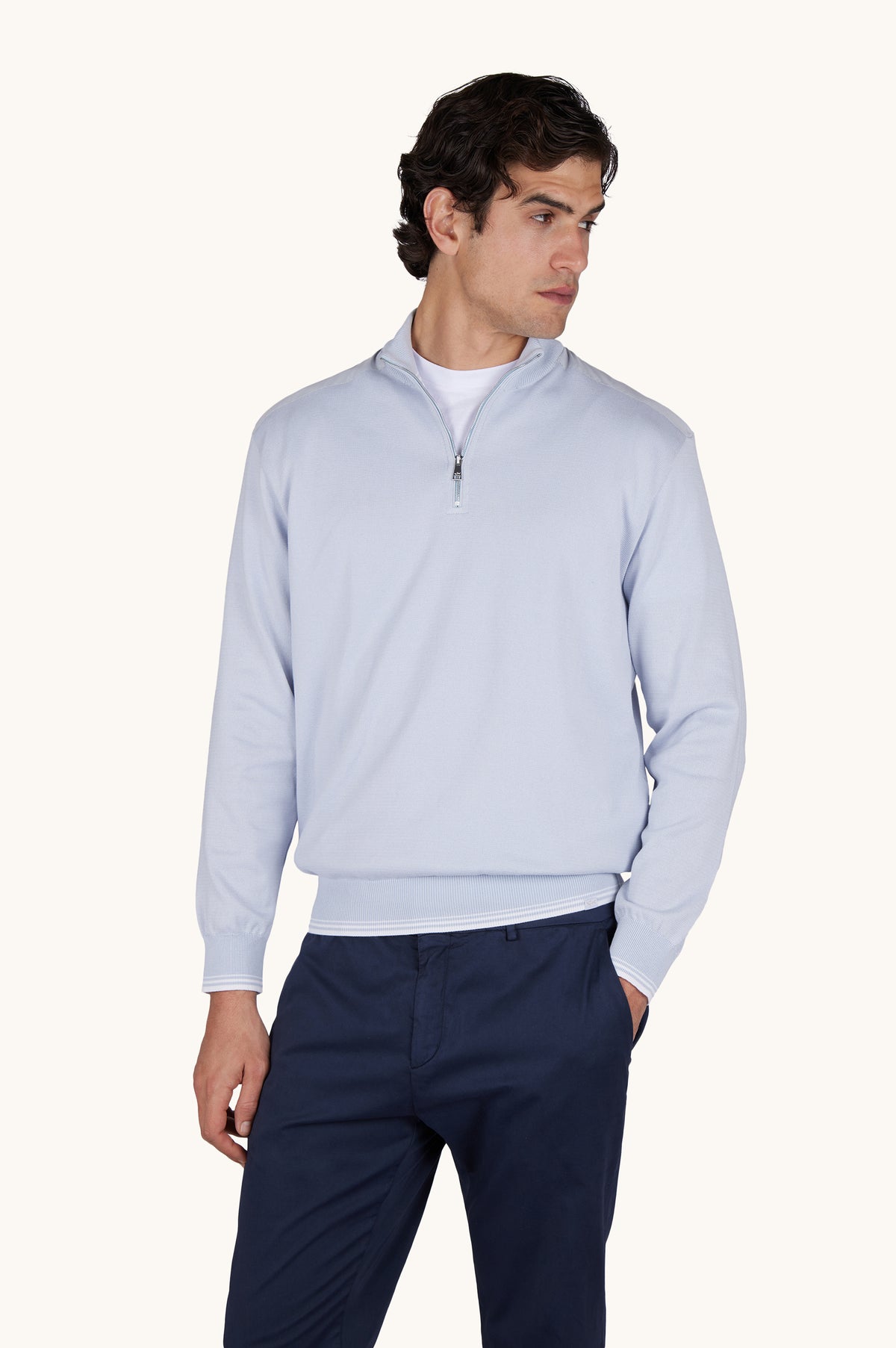 Paul & Shark Half Zip Sweater, Light Blue – view 4