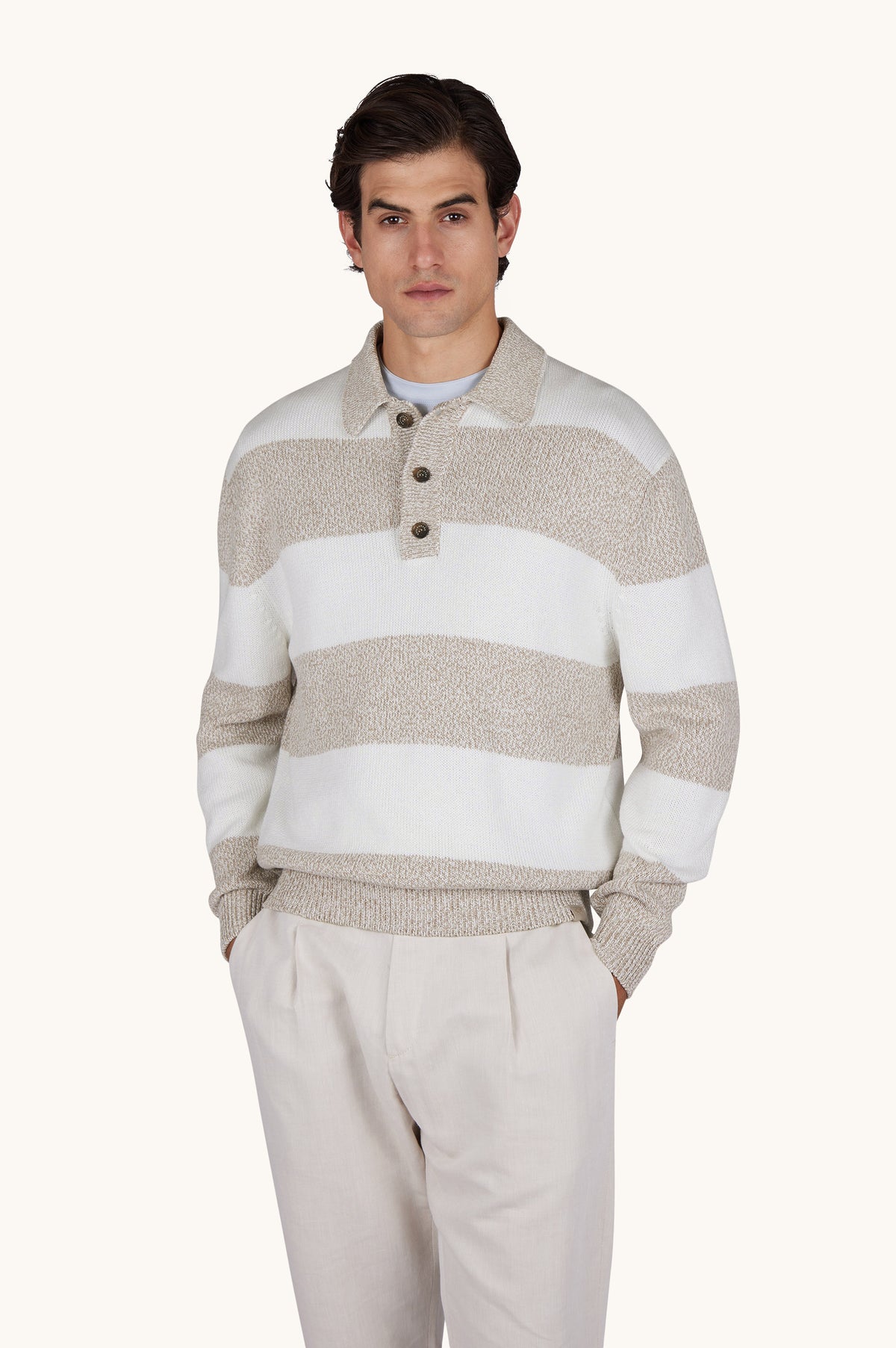 Paul & Shark L/S Polo, Cream – view 4