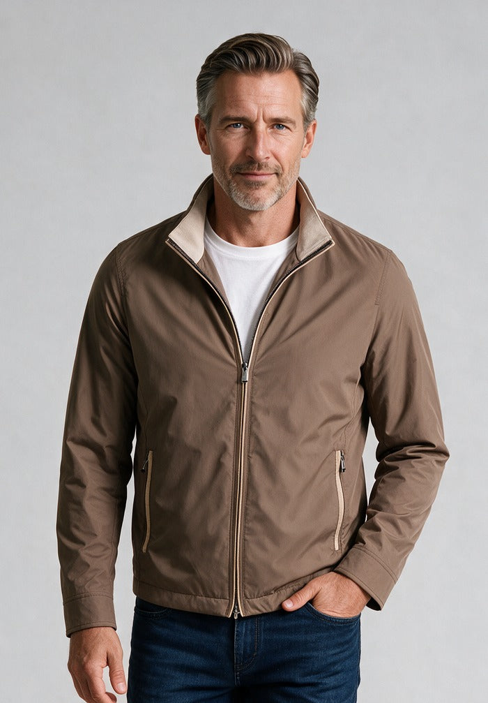 Paul & Shark Full Zip Sweater, Brown — model detail