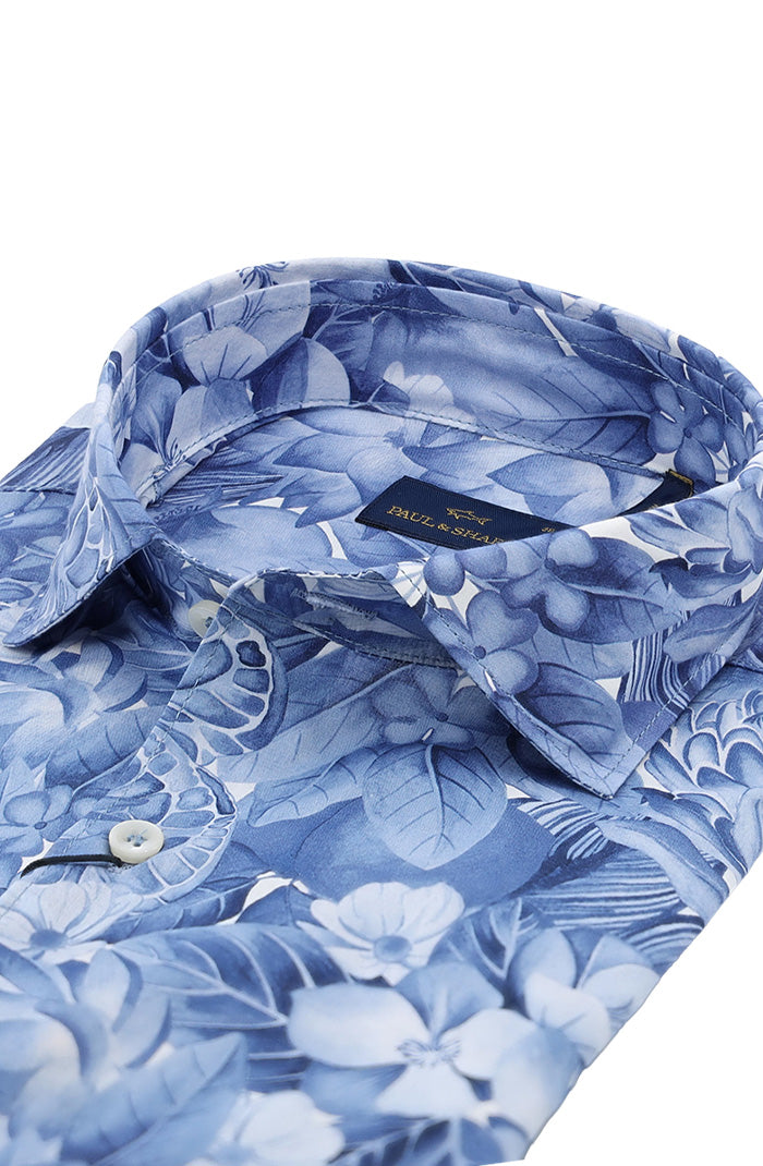 Paul & Shark Long Sleeve Shirt, Blue Floral