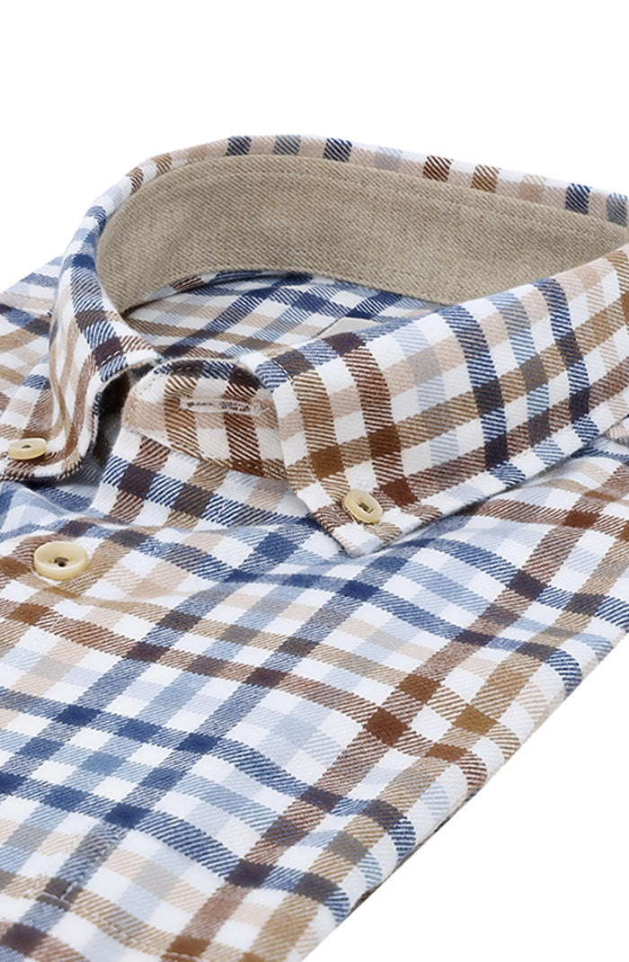 Haupt Long Sleeve Flannel | Blue & Beige