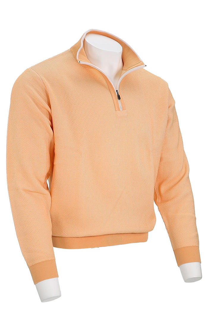 St. Croix Seersucker Zip Mock Sweater