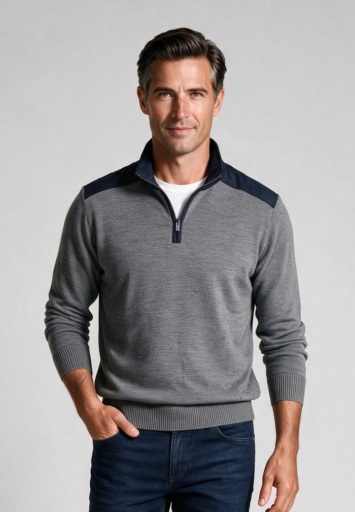 Paul & Shark Typhoon Wool Half Zip Sweater — model detail