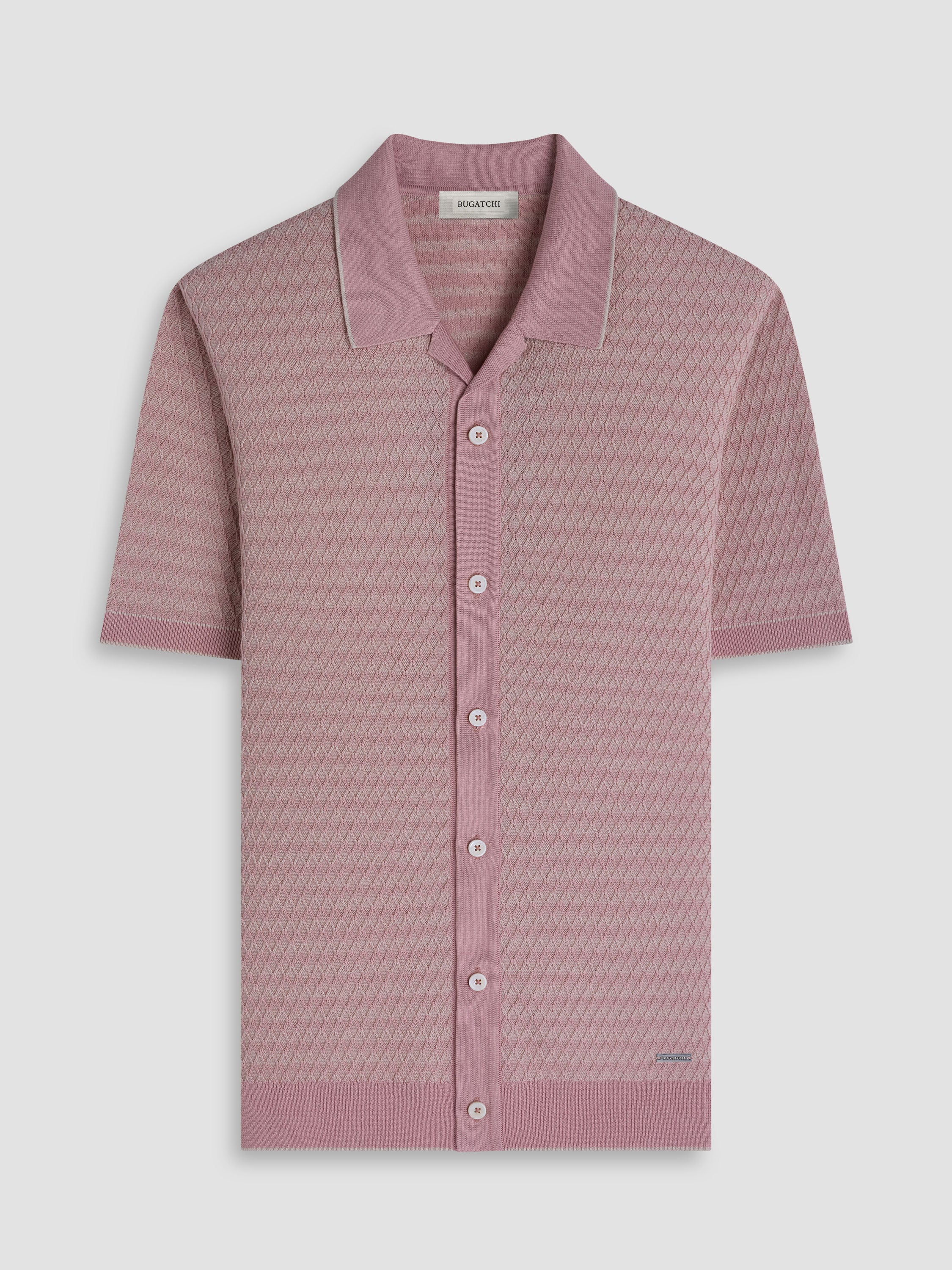 Bugatchi S/S Full Button Shirt, Dusty Pink