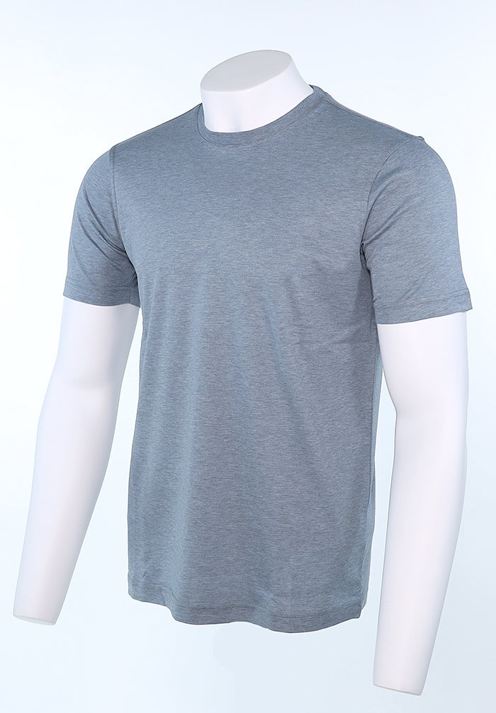 Raffi Aqua Cotton Lafayette Crew Neck Tee in Storm – view 2 #Color_Storm