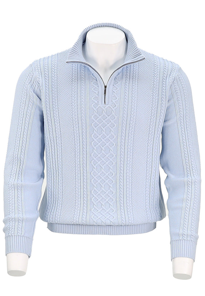 St. Croix Fisherman Cable Zip Mock | Powder Blue