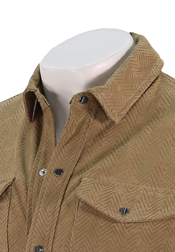 John Varvatos - Jonah Leather Jacket - Tan - Mondo Uomo - L1661W25 - Collar View