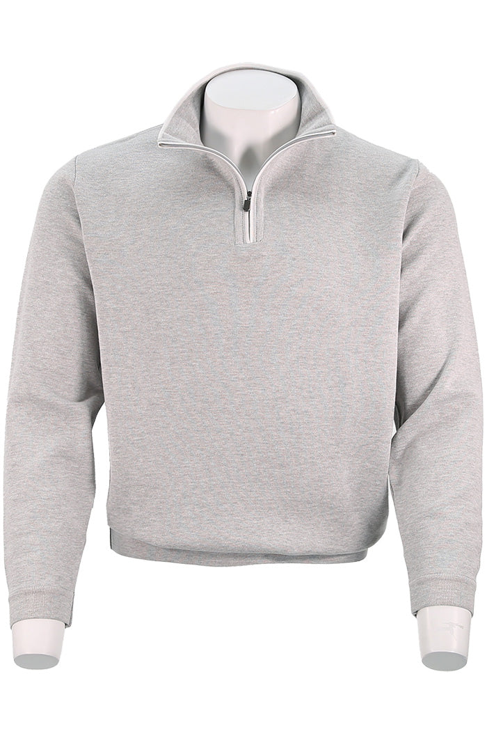St Croix Long Sleeve Zip Mock w/ Tipping Lt Grey Marl At Mondo Uomo
